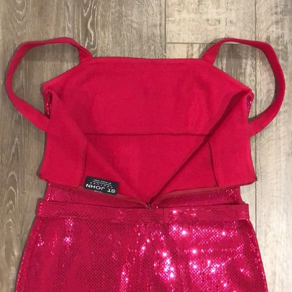 Like new! - ST. JOHN COUTURE Pink Sequined Evening Gown Maxi Dress - Picture 8 of 16